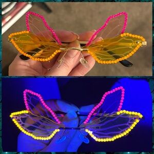 Dragonfly Wing Sunglasses with Pink and Orange/Yellow Accents